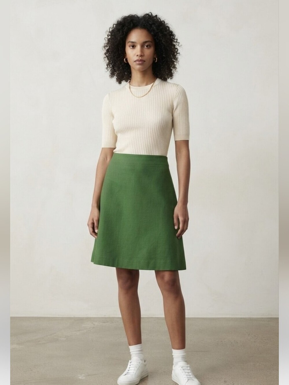 Acne Studio Piana Pique SS15 Green High waisted Skirt Sz 40 100% Cotton